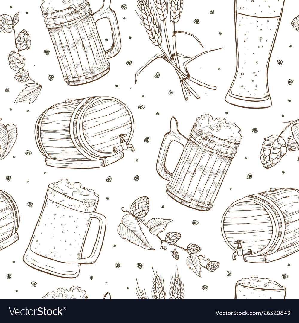 Beer seamless pattern vector image Beer seamless pattern