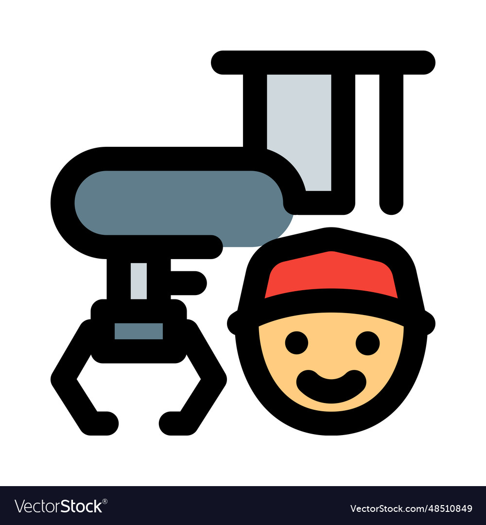 Factory worker operating a production unit Vector Image