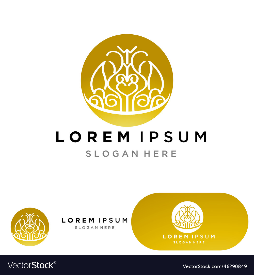 Golden King Crown Logo Royalty Free Vector Image