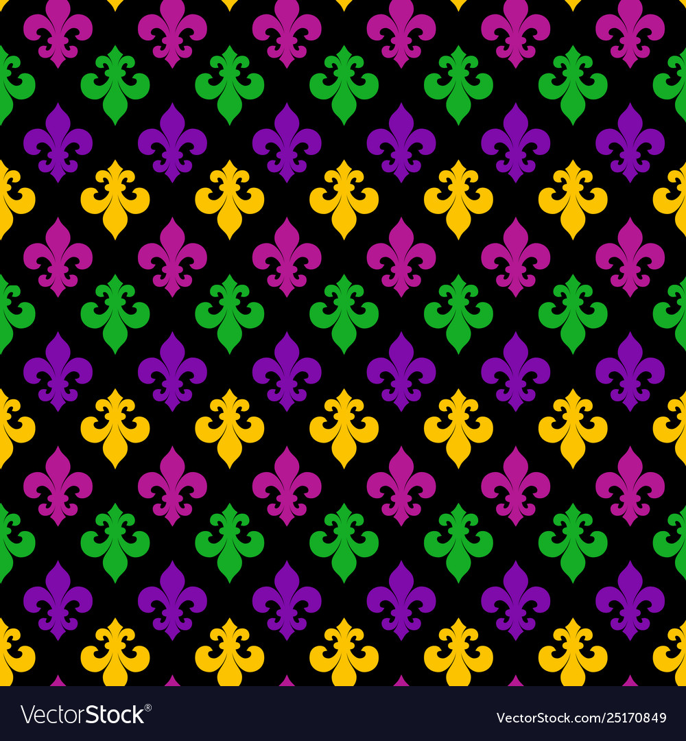 Mardi gras carnival seamless pattern with fleur-de