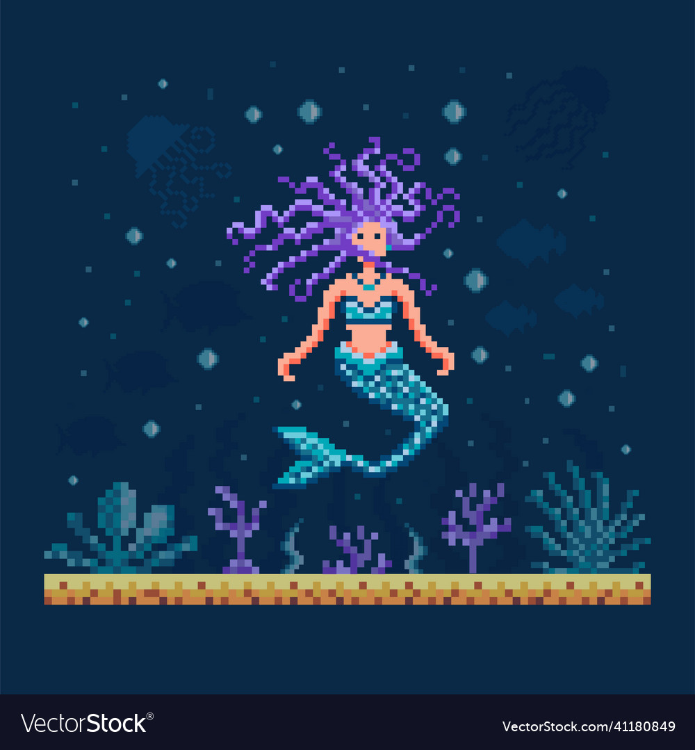 Pixel Art Mermaid Stock Vector Illustration Of Pixelart | The Best Porn ...