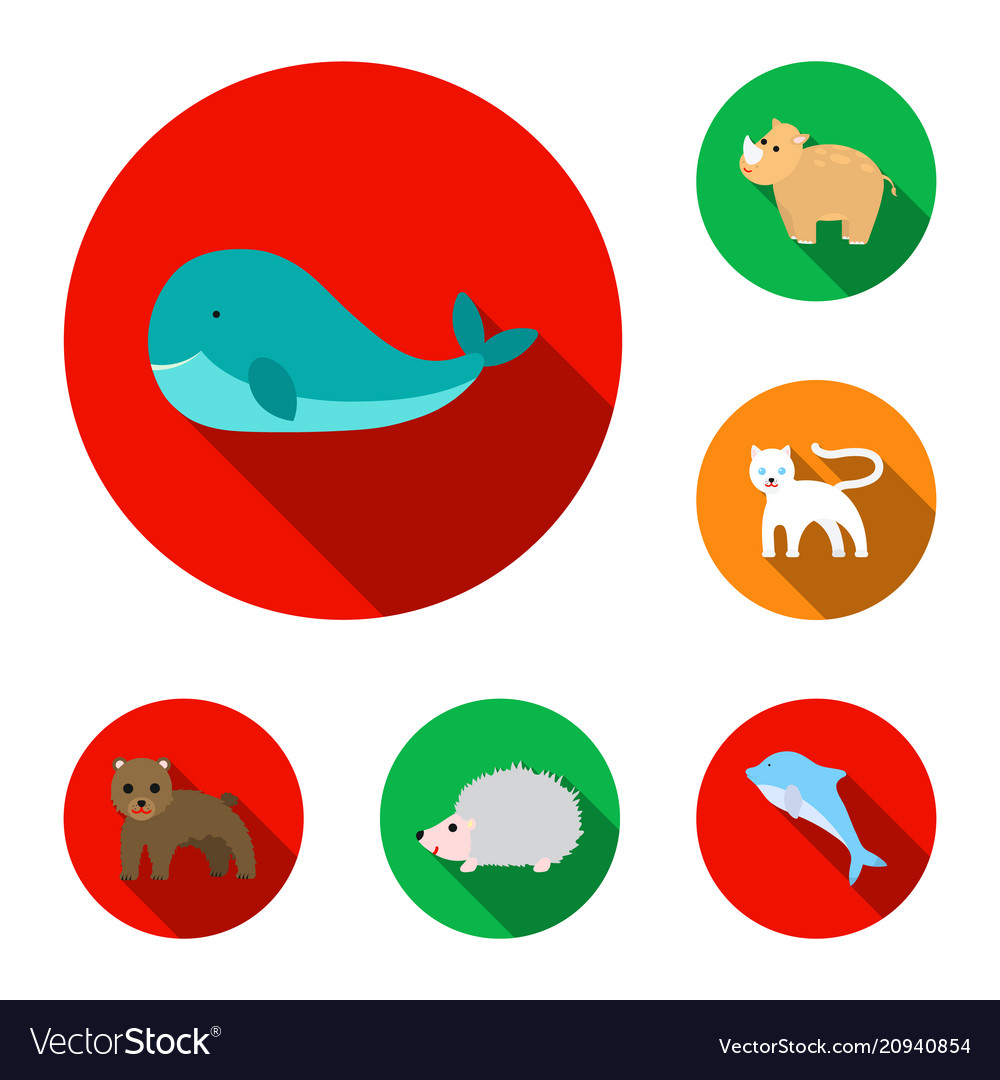 An unrealistic animal flat icons in set collection