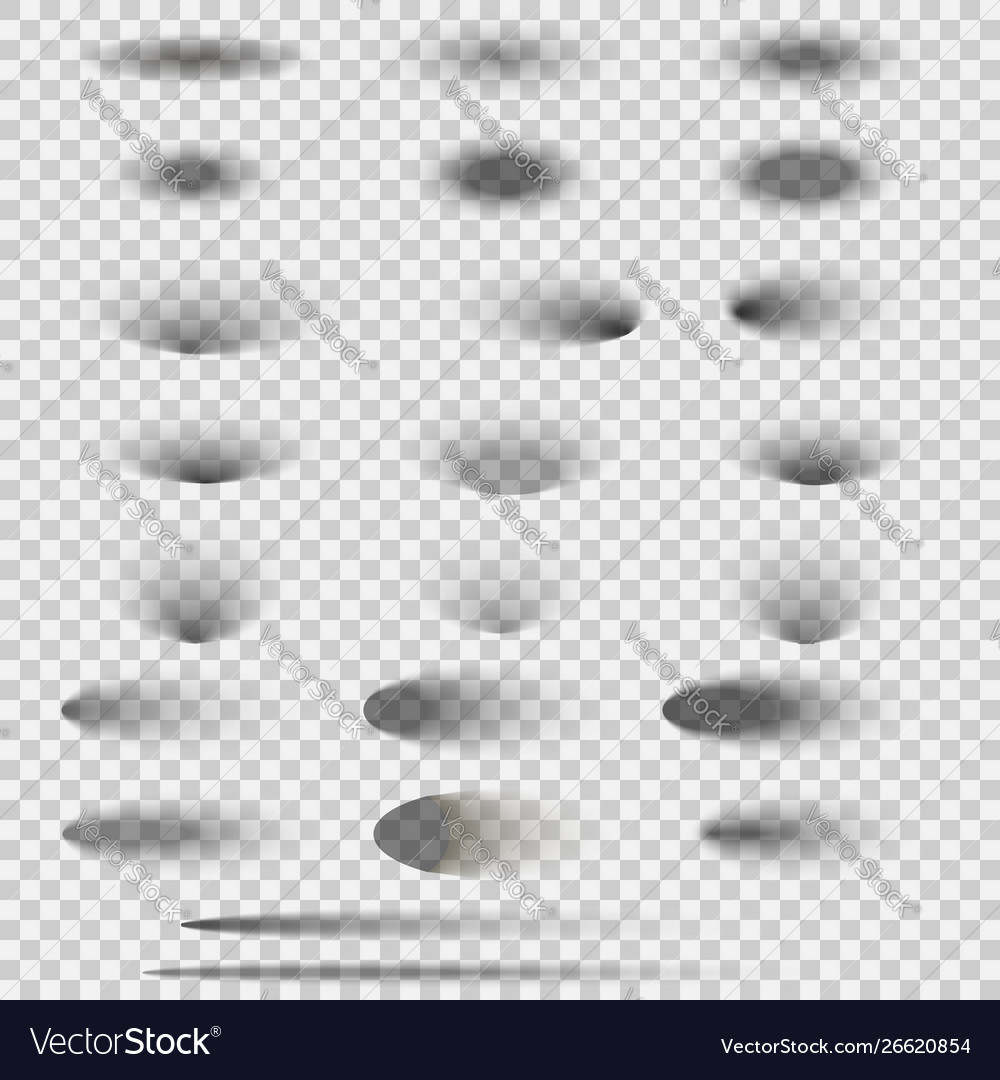 Oval Shadow Set Isolated On Transparent Royalty Free Vector