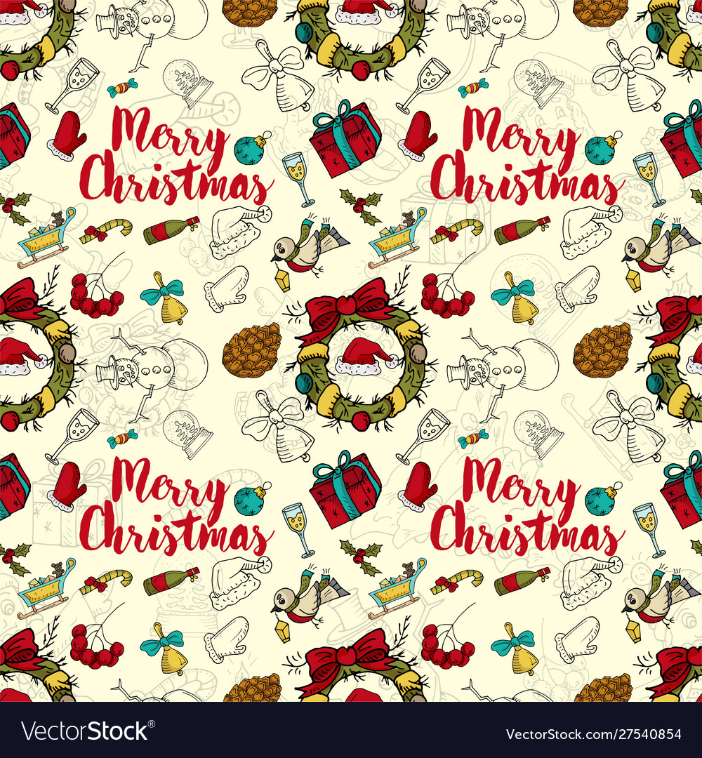 Seamless pattern 3 new year christmas color Vector Image