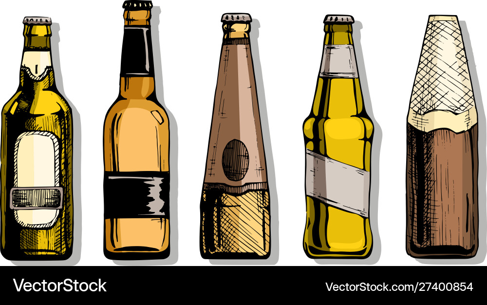 Set beer bottle Royalty Free Vector Image - VectorStock