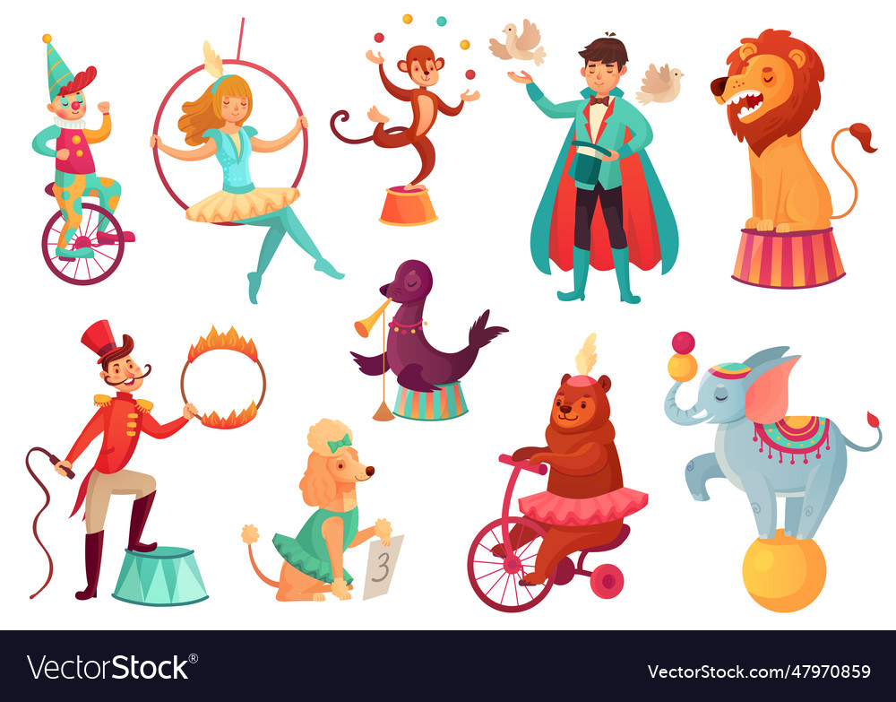 Circus Animals Animal Acrobatic Tricks Royalty Free Vector