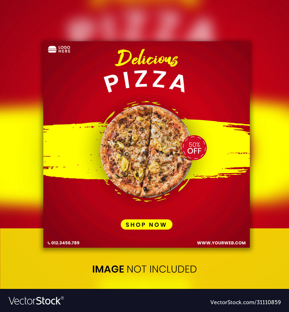 Food pizza social media post template Royalty Free Vector