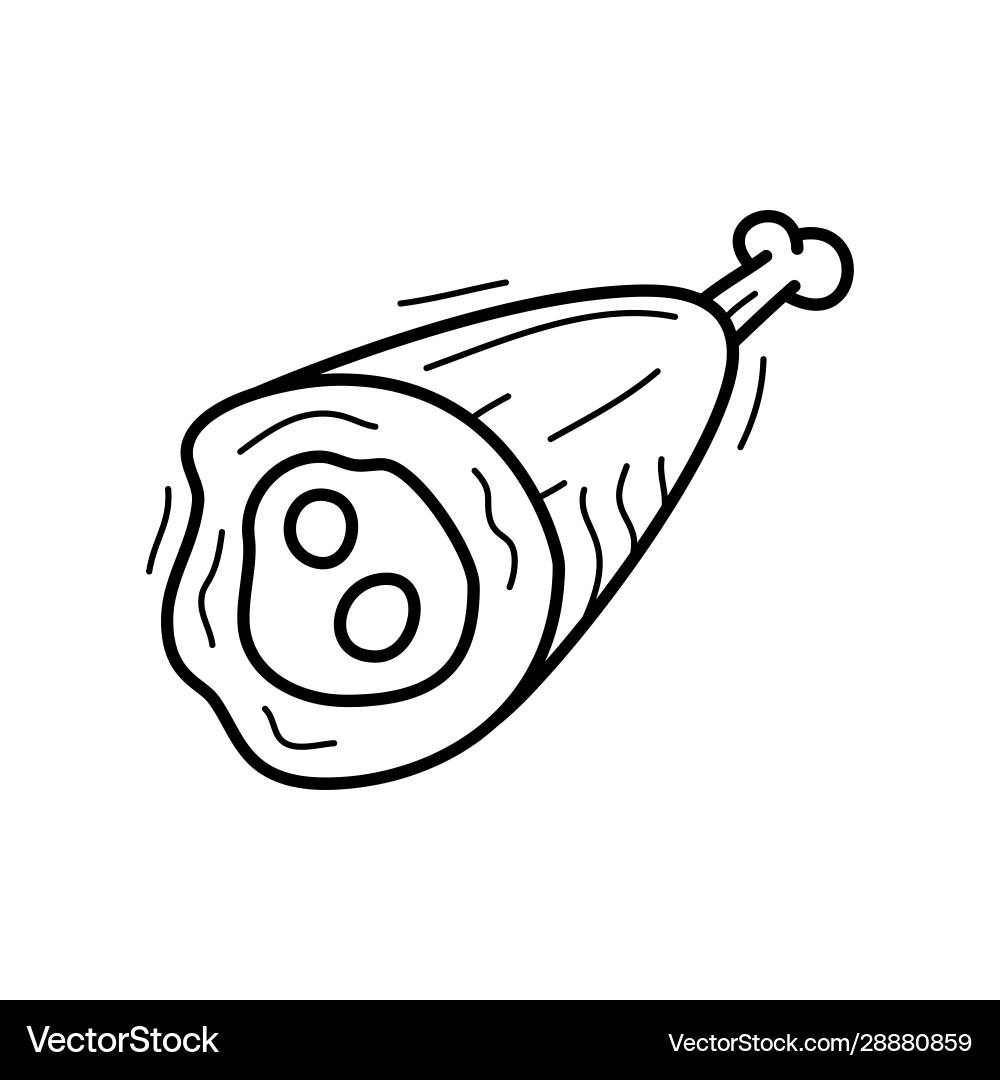 Hand drawn doodle chicken meat leg icon for Vector Image