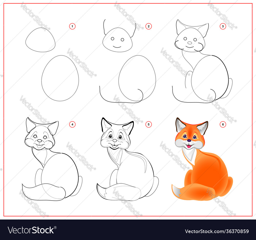 Drawing game step tutorial little cat worksheet Vector Image