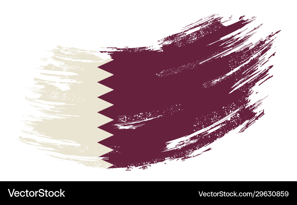 Qatari flag grunge brush background Royalty Free Vector