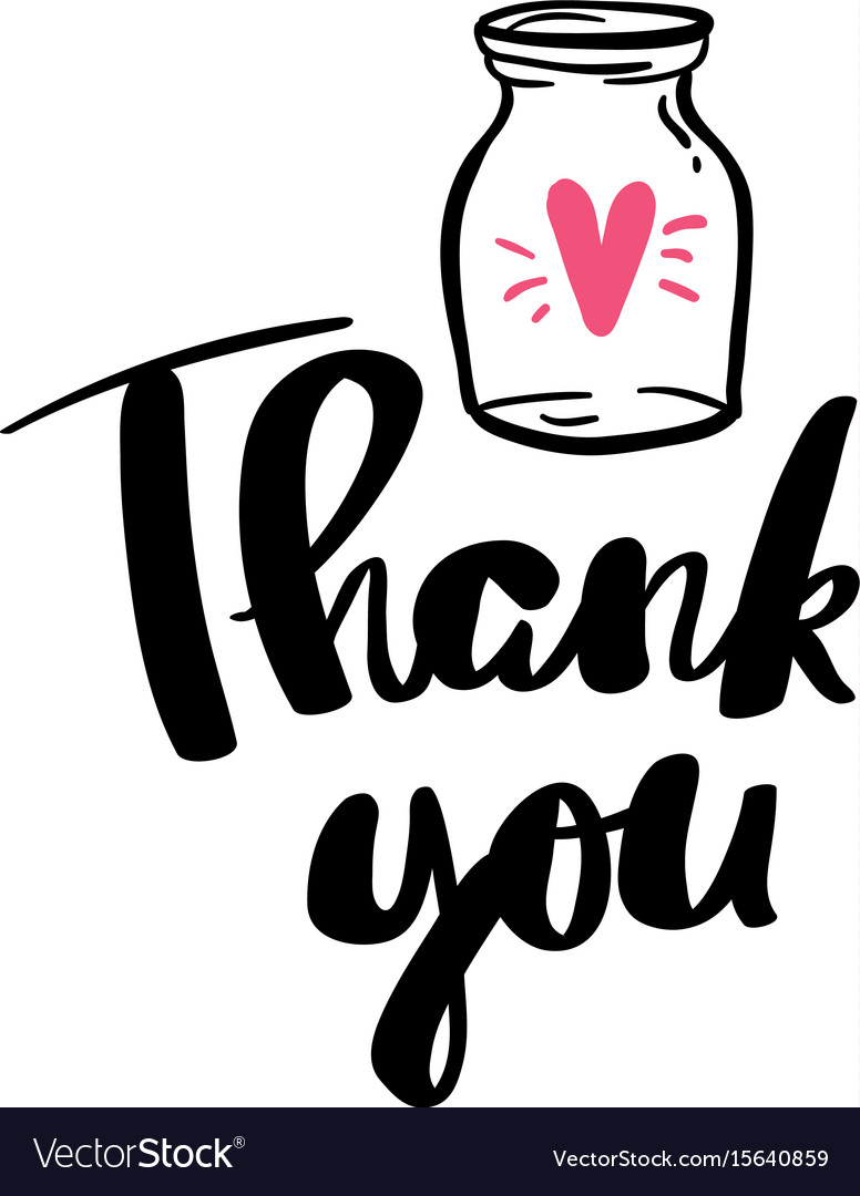 thank you jar heart lettering for posters vector image