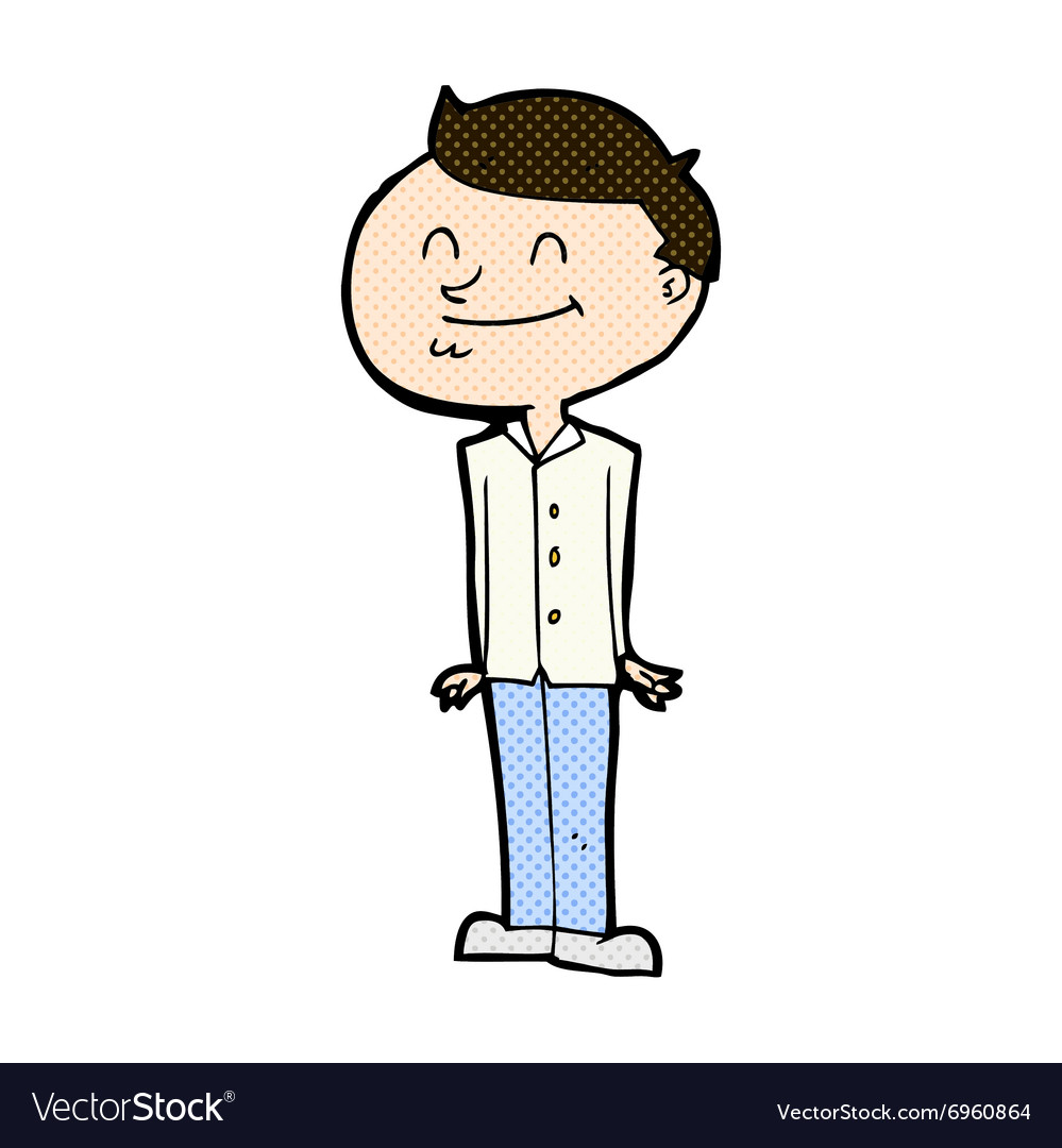 Comic cartoon smiling man Royalty Free Vector Image