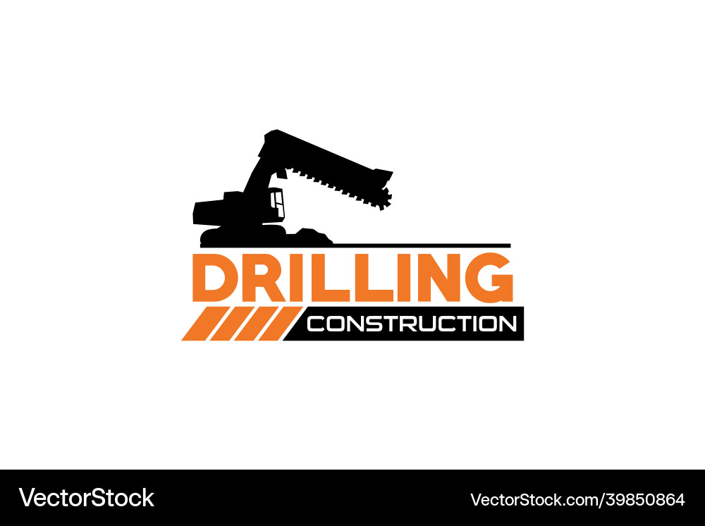 Contractor trench digger and drilling rig logo Vector Image