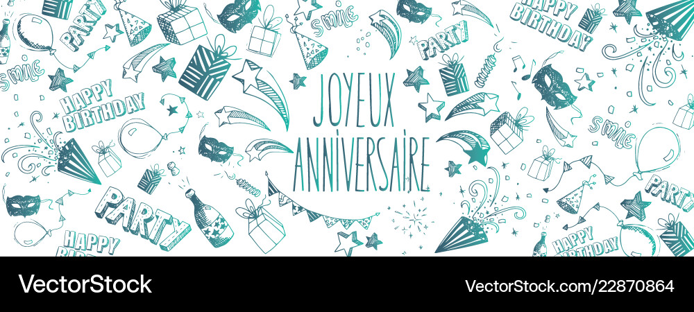 French Happy Birthday Background Royalty Free Vector Image
