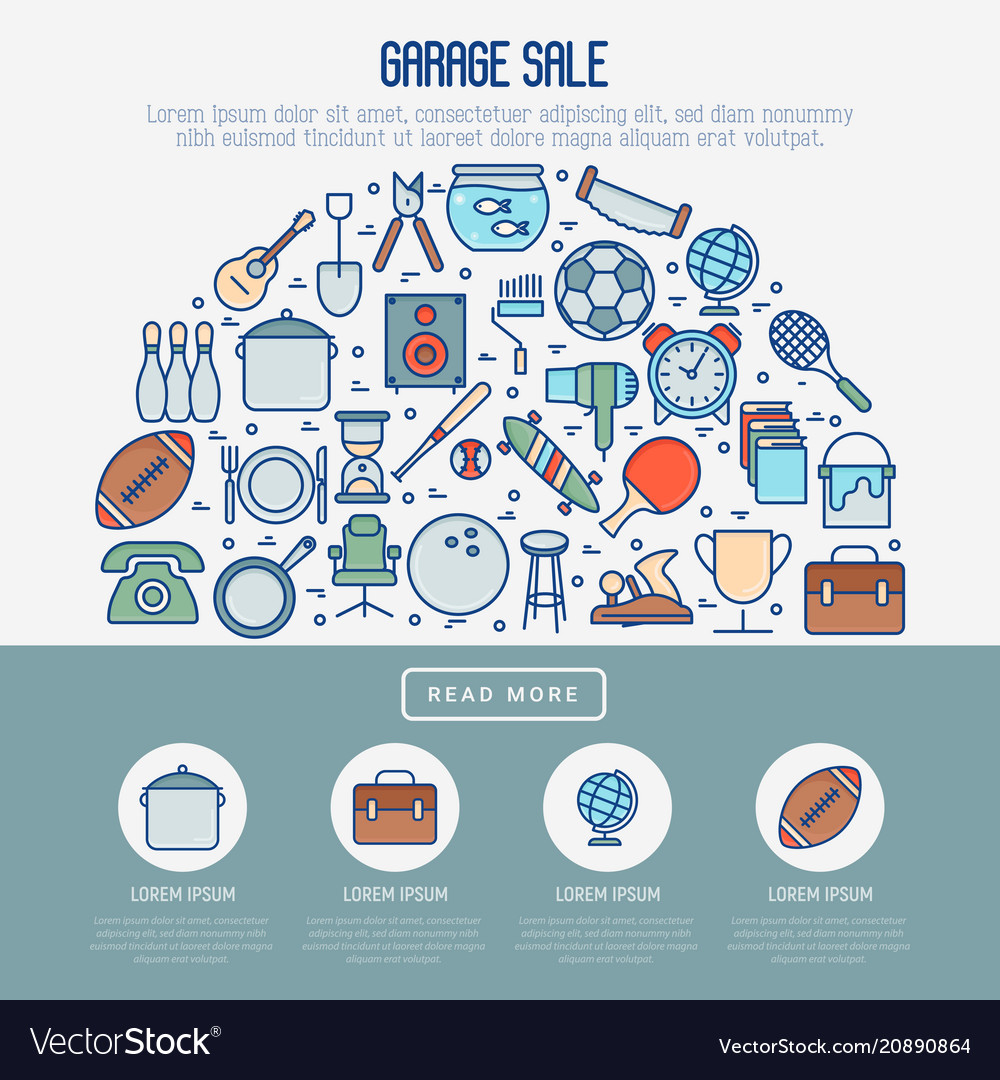 garage sale or flea market concept in half circle vector image