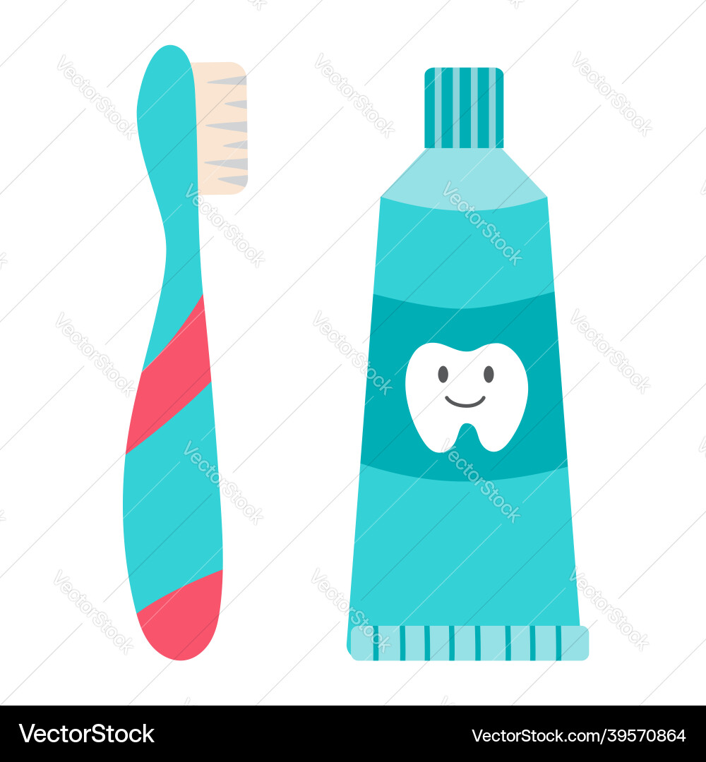 Toothbrush and toothpaste Royalty Free Vector Image