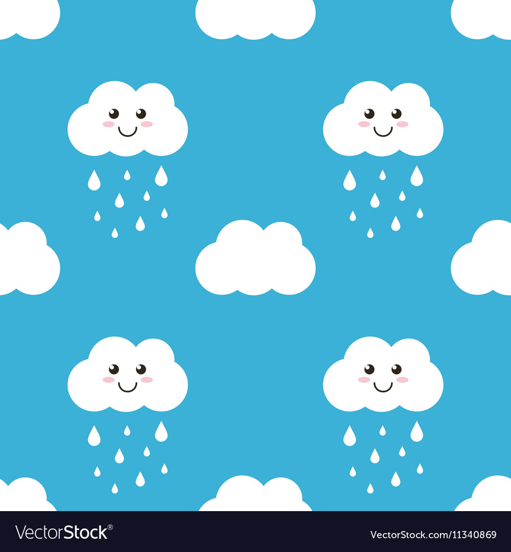 Cute cloud with water drops rain seamless pattern Vector Image