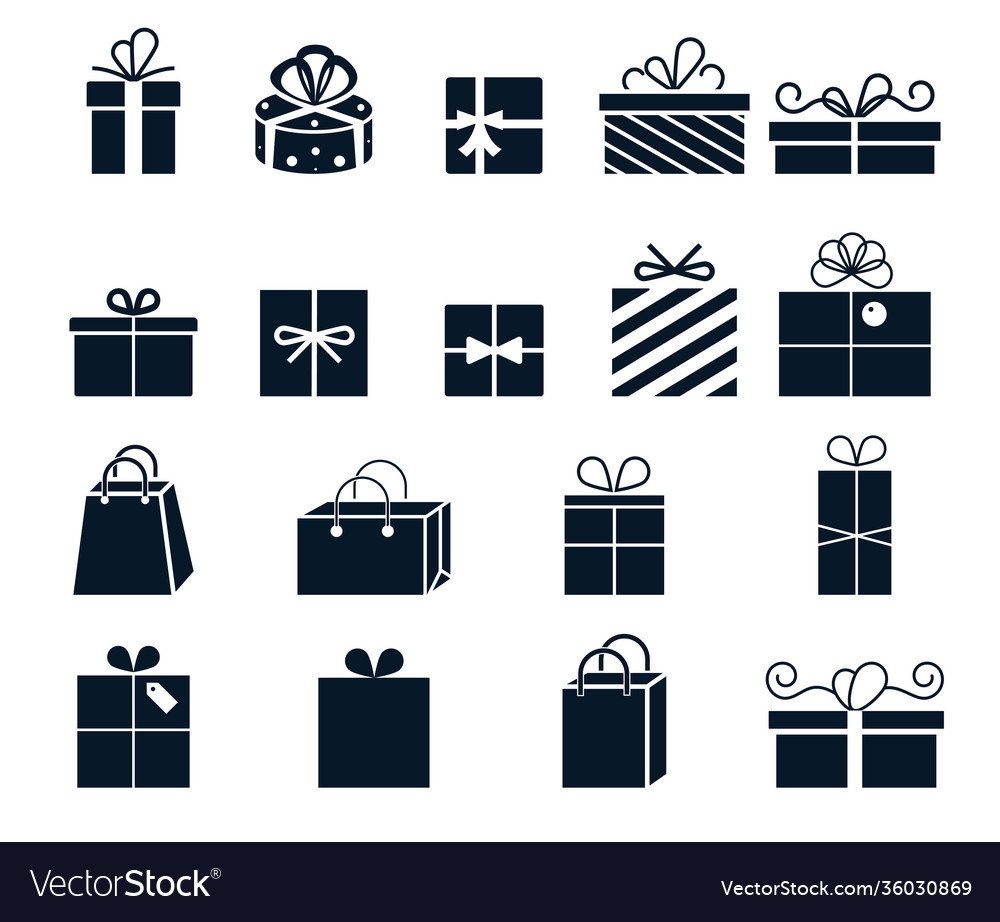 Gift wrapping icons with boxes gifts for Vector Image