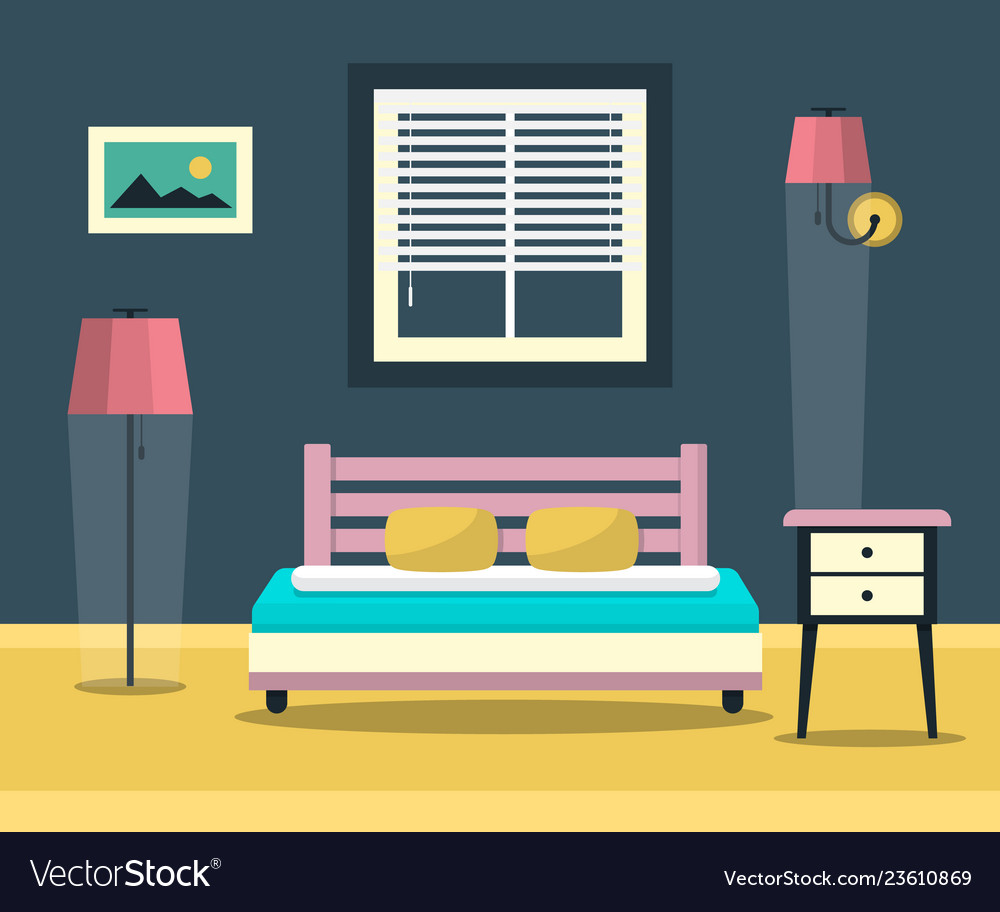 Hotel room - interior with bed furniture Vector Image