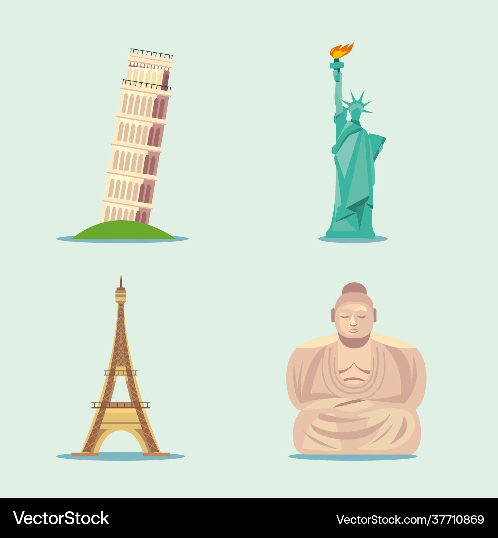 Landmarks icon set Royalty Free Vector Image - VectorStock