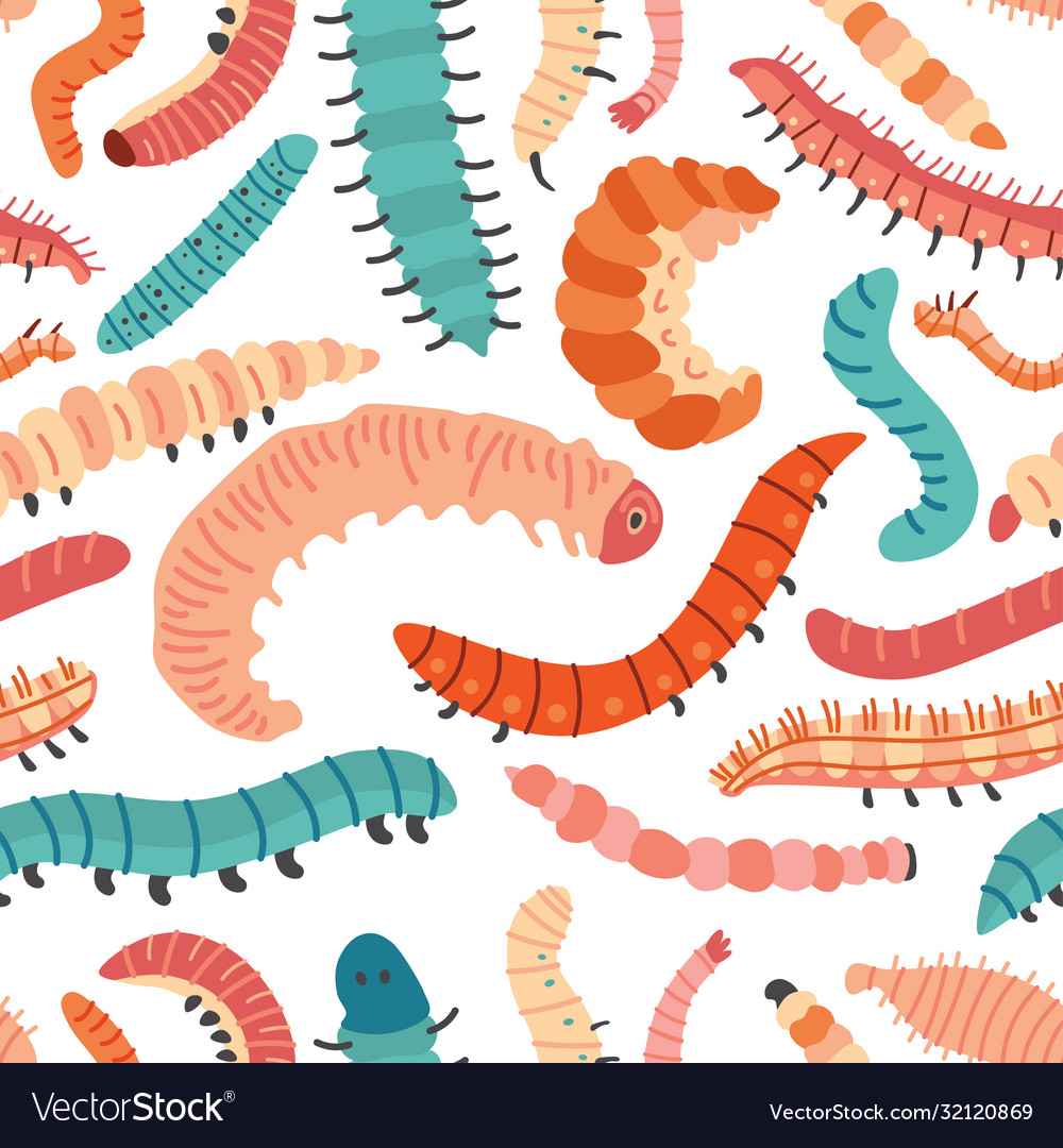 Seamless cute caterpillars pattern for kids Vector Image