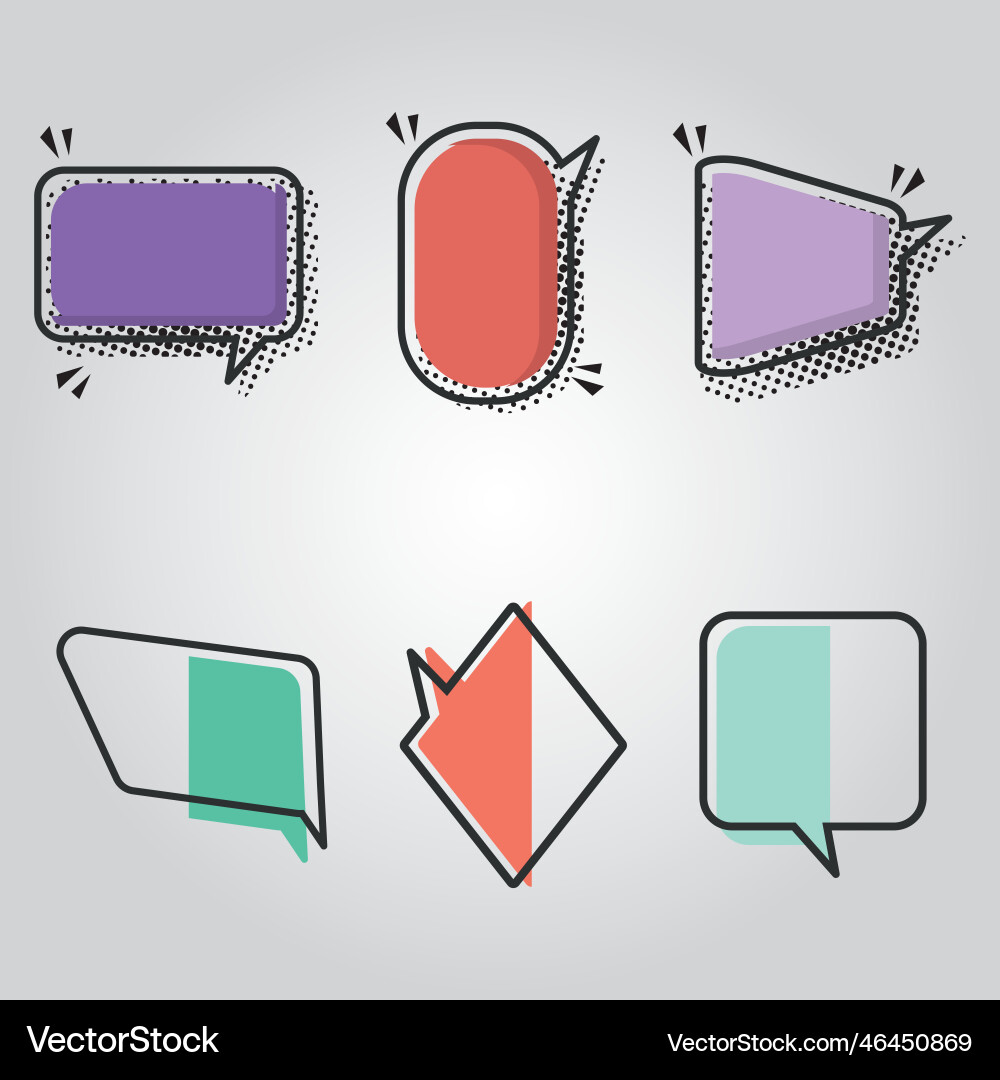 Set of empty colored comic speech bubble Vector Image