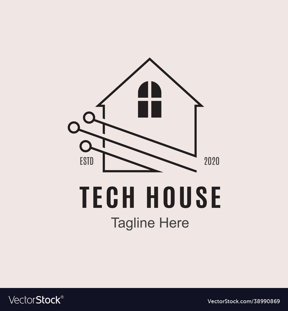 Tech house logo design template Royalty Free Vector Image