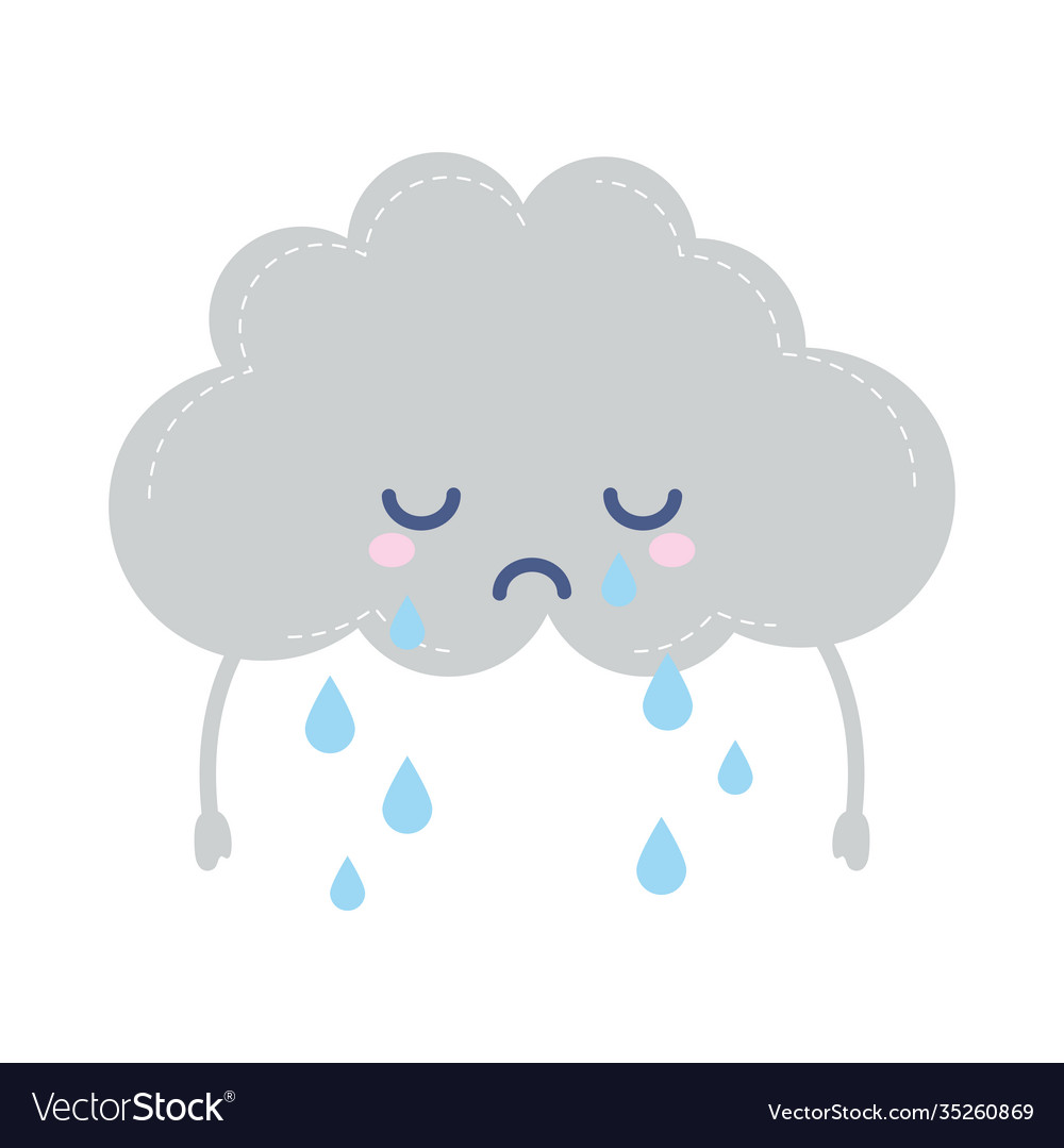 Weather icon a crying cloud on white background Vector Image