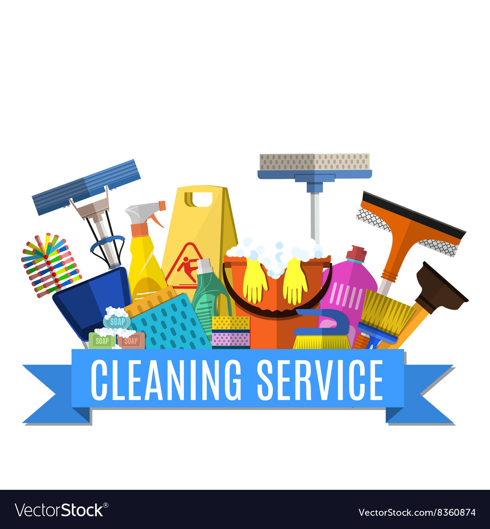 Cleaning service flat Royalty Free Vector Image