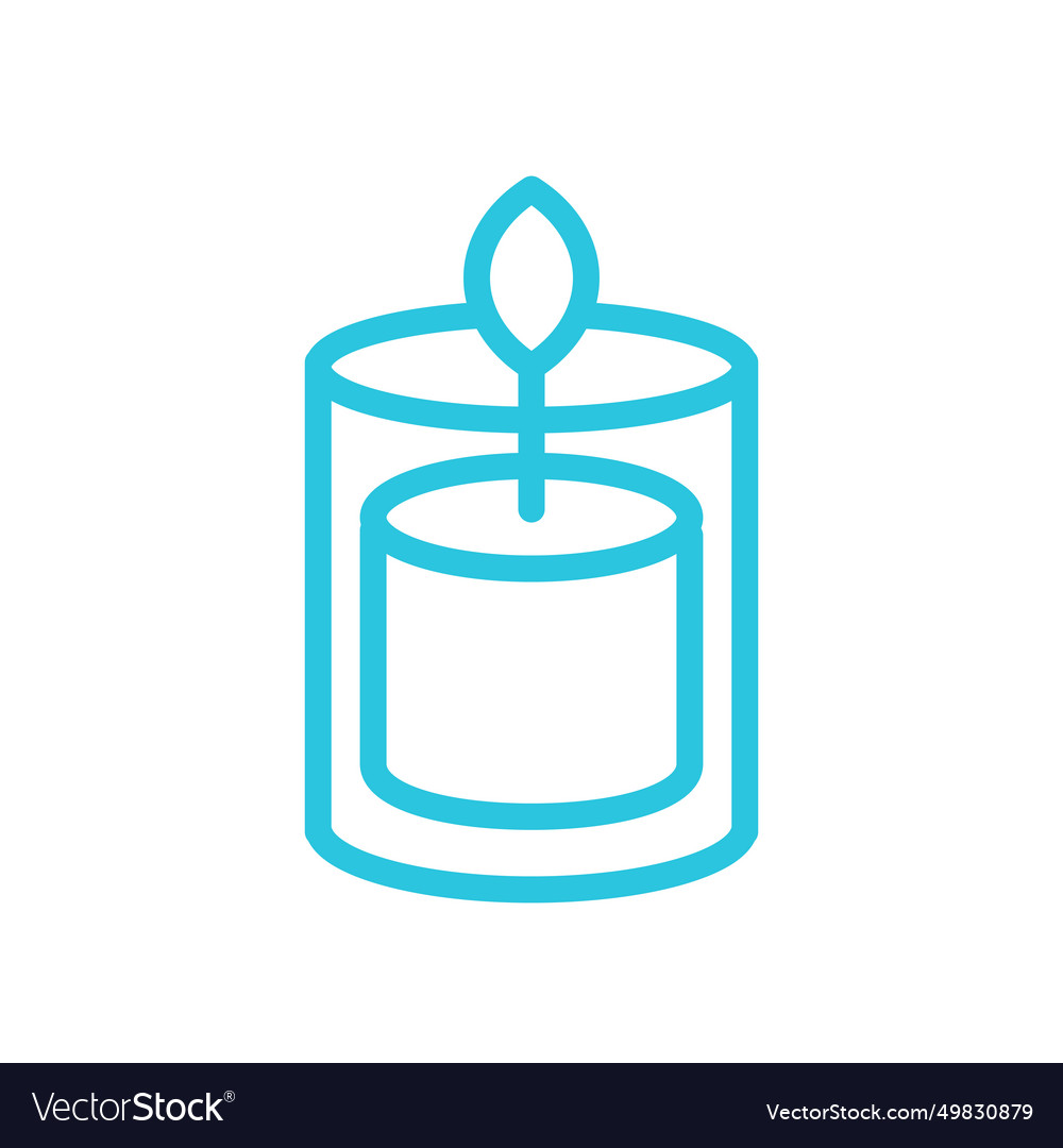 Burning candle in glass jar icon from blue Vector Image