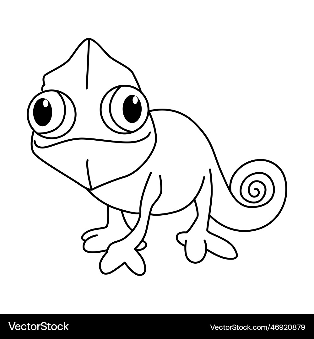 Cute chameleon cartoon coloring page for Vector Image