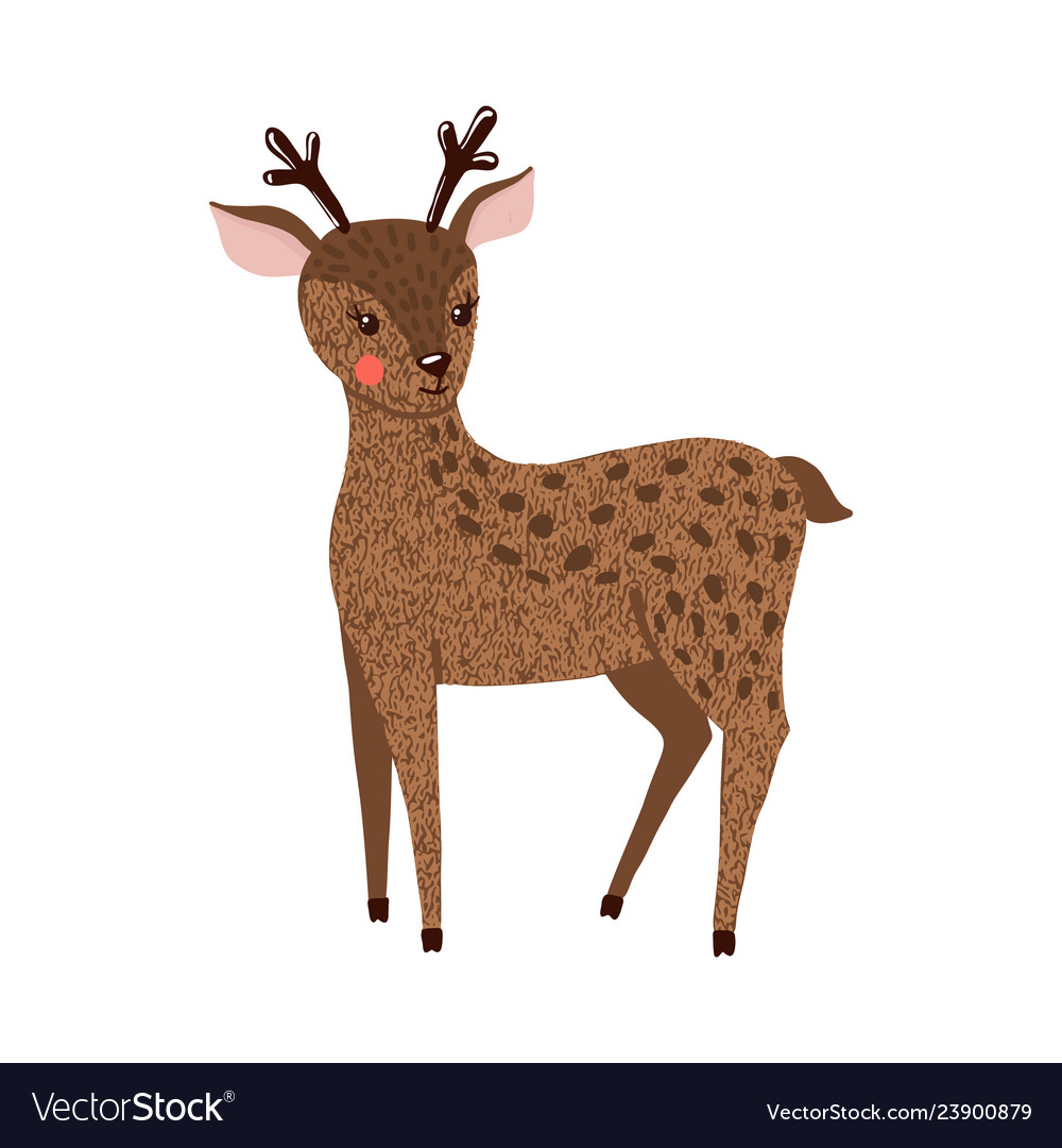 Cute hand drawn deer isolated on white Royalty Free Vector