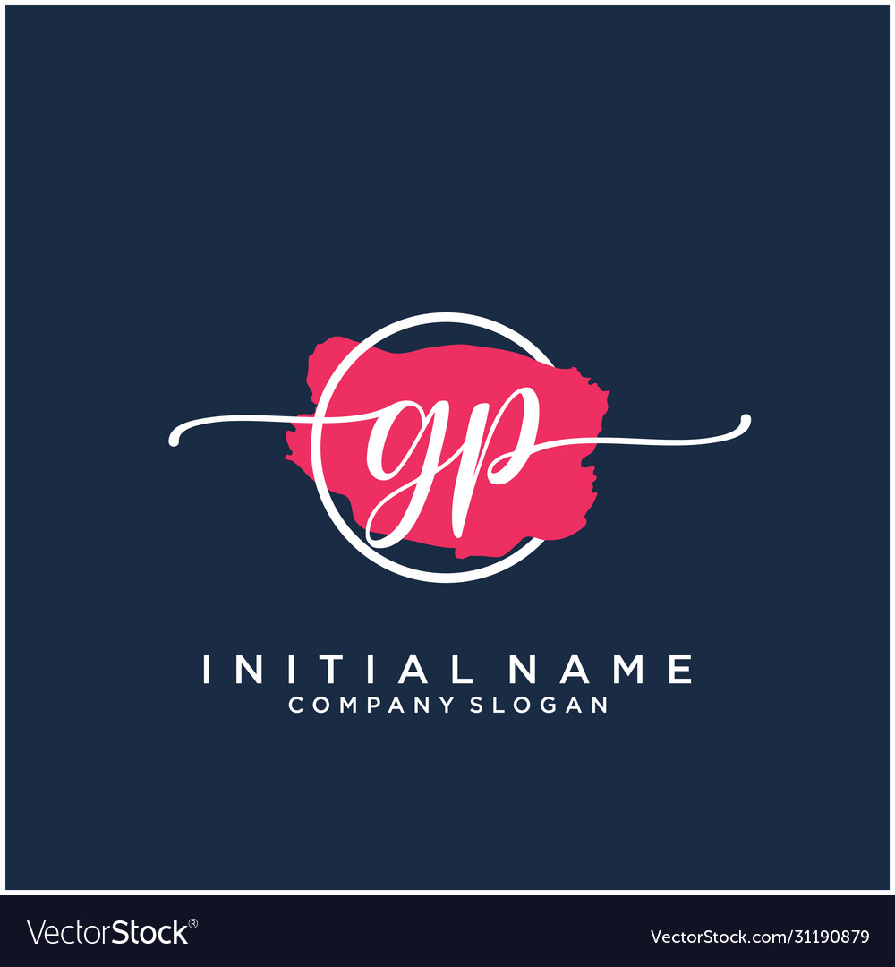 Gp initial handwriting logo design with brush Vector Image