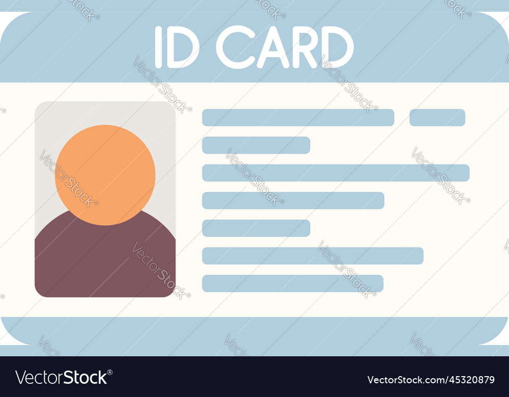 Id card pass icon flat name photo Royalty Free Vector Image