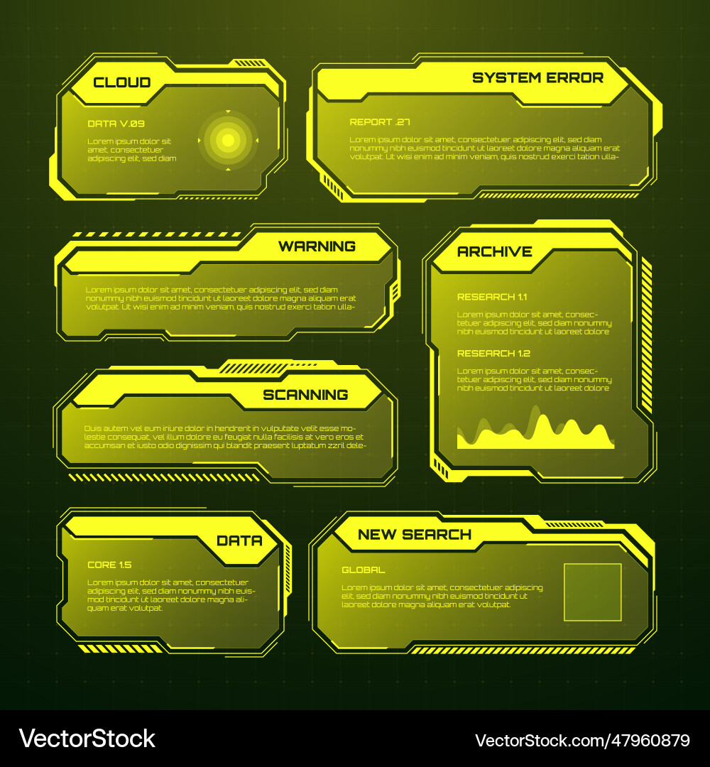 Yellow futuristic hud ui elements sci-fi user Vector Image