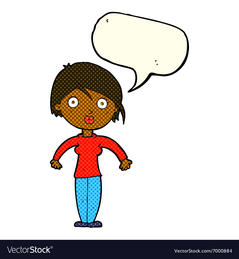 Cartoon surprised woman with speech bubble Vector Image