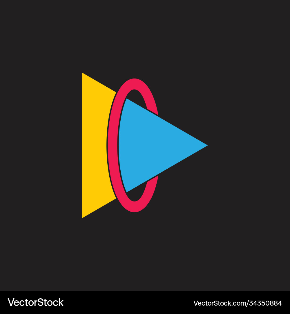 Circle triangle 3d simple logo Royalty Free Vector Image