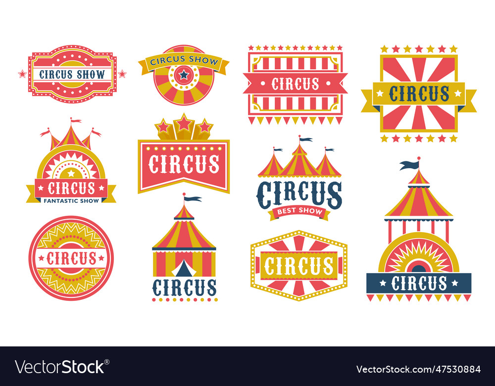 Circus labels flat icon collection Royalty Free Vector Image