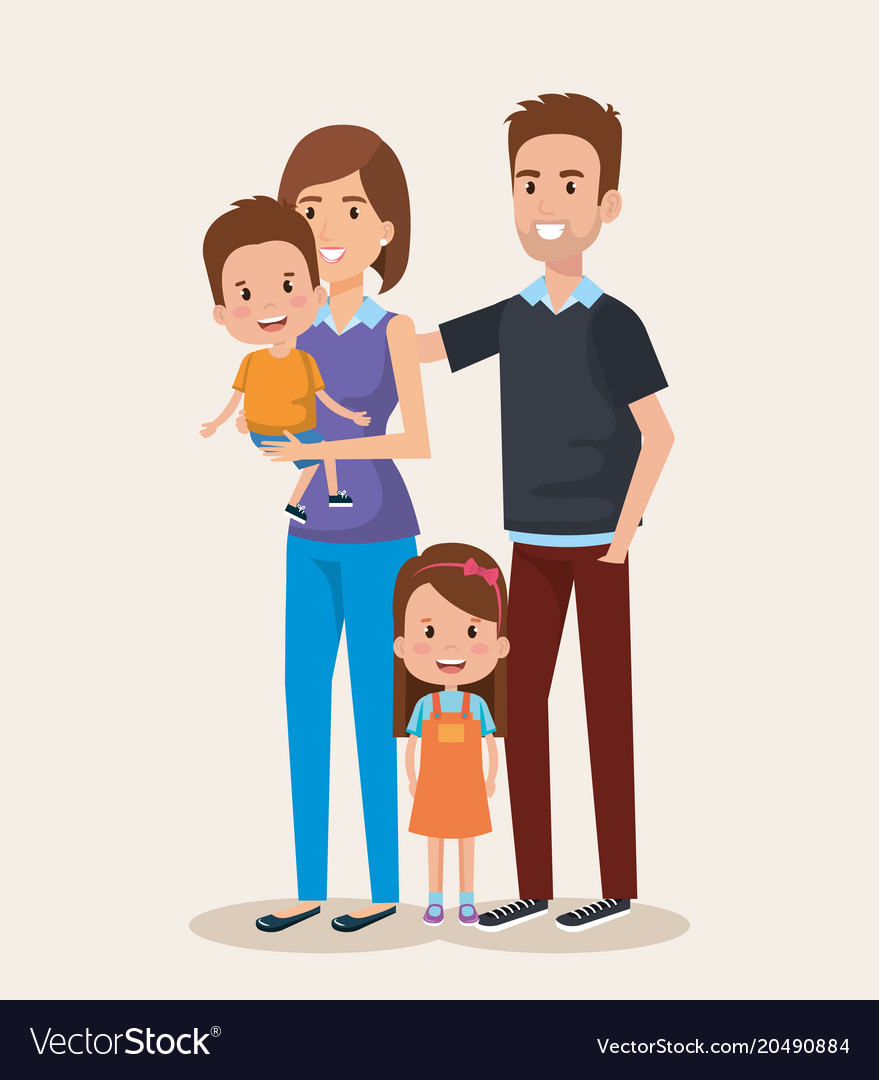 Cute family happy characters Royalty Free Vector Image