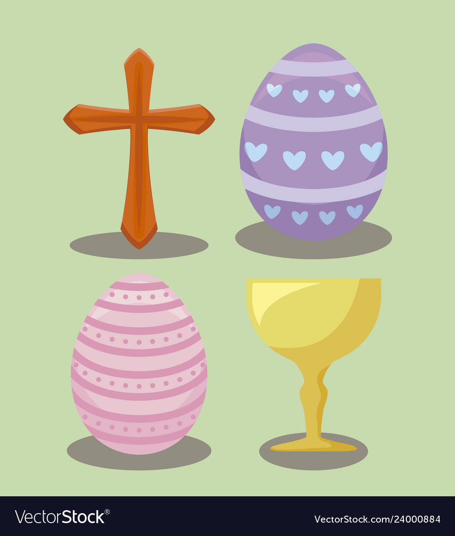 Eggs with chalice and cross for easter day Vector Image