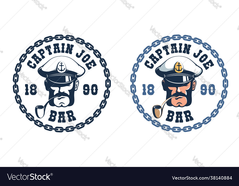 Sea captain retro logo template Royalty Free Vector Image