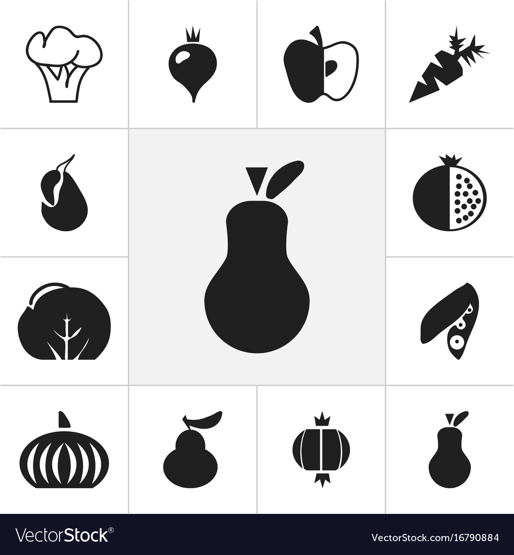 set of 12 editable fruits icons includes symbols vector image