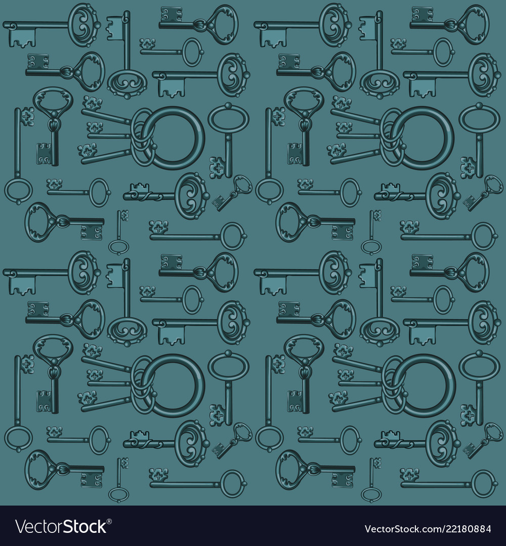 Sketch with ornament vintage forged keys isolated Vector Image