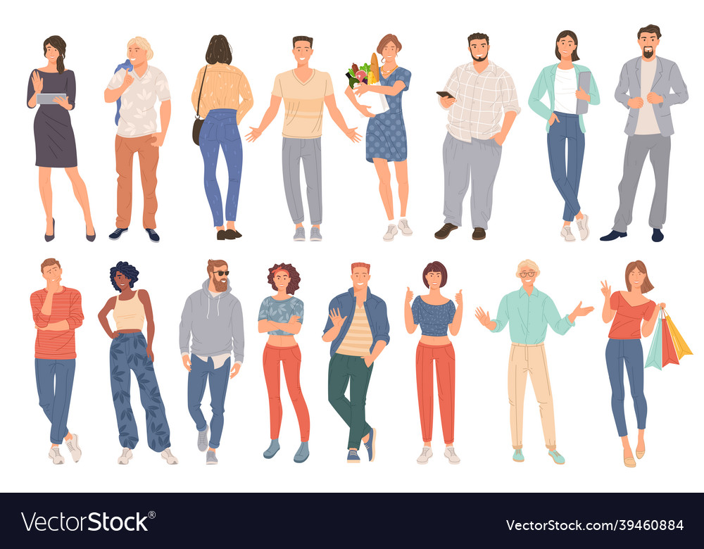 Young men and women Royalty Free Vector Image - VectorStock