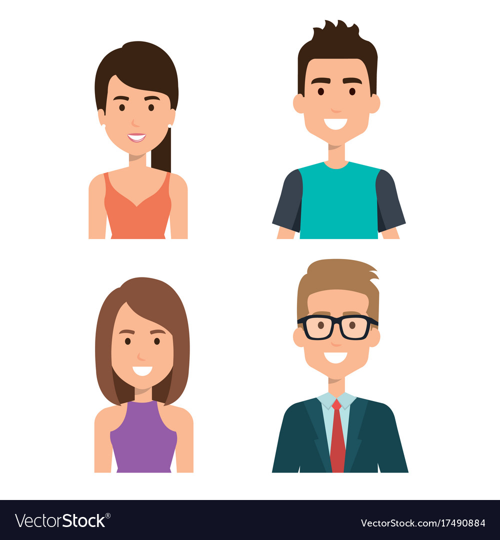 Young people group avatars Royalty Free Vector Image