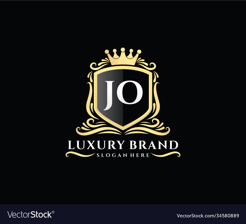 Jo initial letter gold calligraphic feminine Vector Image