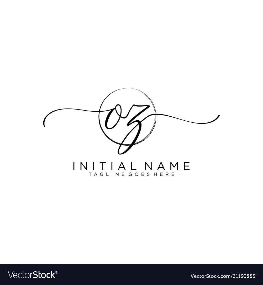 Oz initial handwriting logo with circle template Vector Image