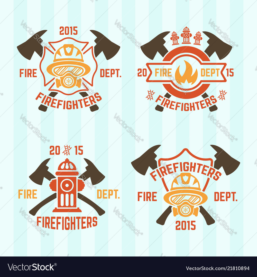 Fire department colored emblems vector image Fire department colored emblems