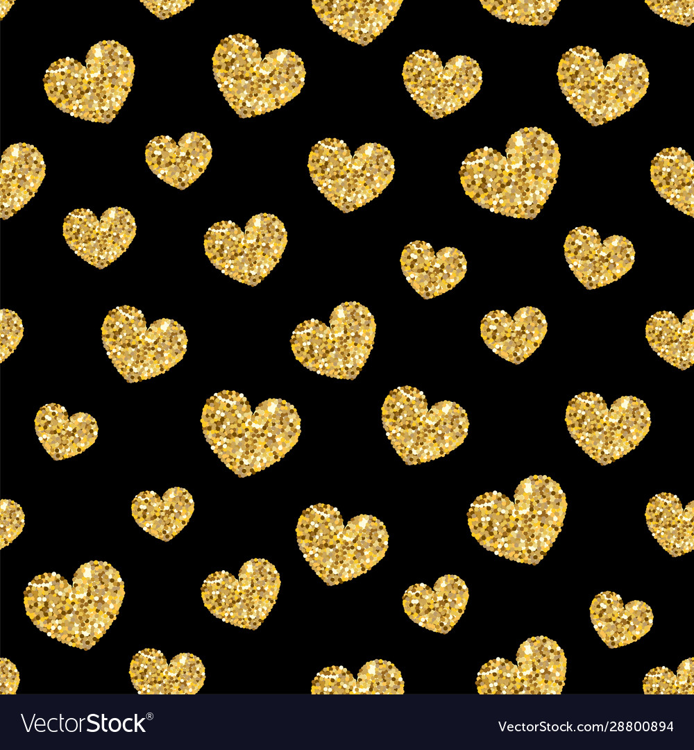 Golden glitter shiny heart seamless pattern Vector Image