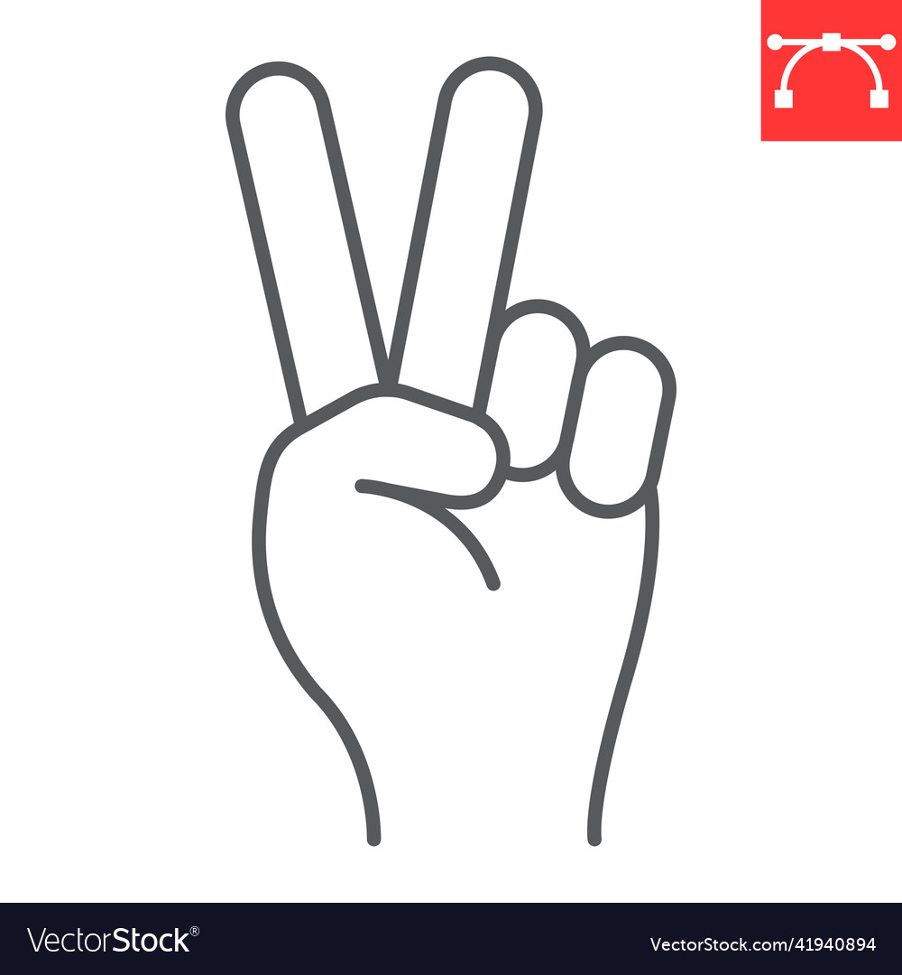 Peace hand sign line icon Royalty Free Vector Image